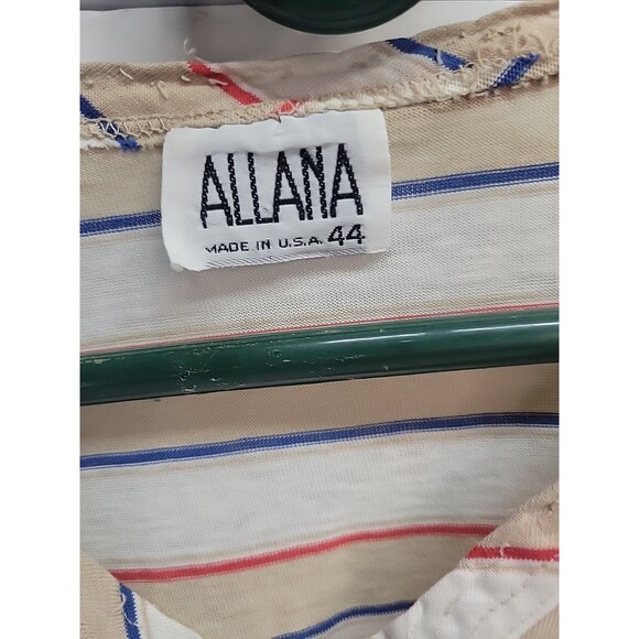 Vintage 70/80s Womens Allana‎ Cap Sleeve Striped Shirt Size 44 USA - Picture 5 of 16